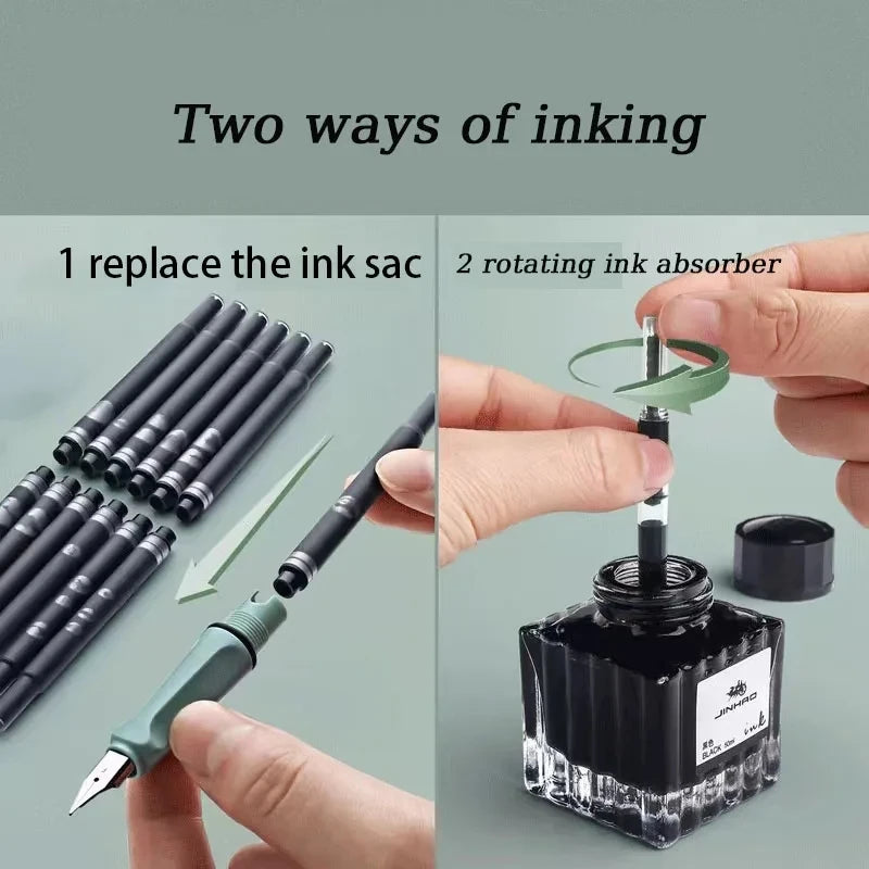 Set di penne stilografiche ricaricabili 0,38 mm per calligrafia e scrittura – 3…