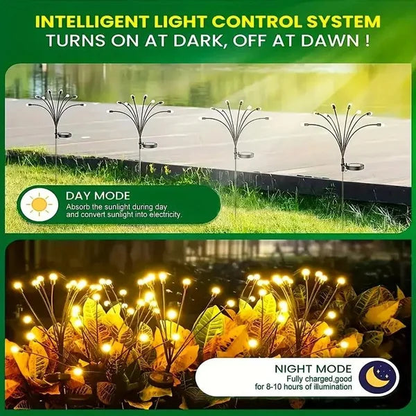 Lampada solare da giardino con luce a lucciole, LED, resistente all’acqua