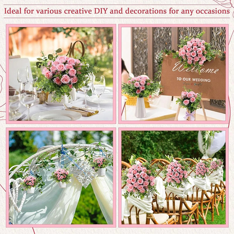 Rose Artificial Flowers Bouquet Silk Fake Flower for Home Decor Table Wedding Decoration Party Bride DIY Vase Flower Arrangement