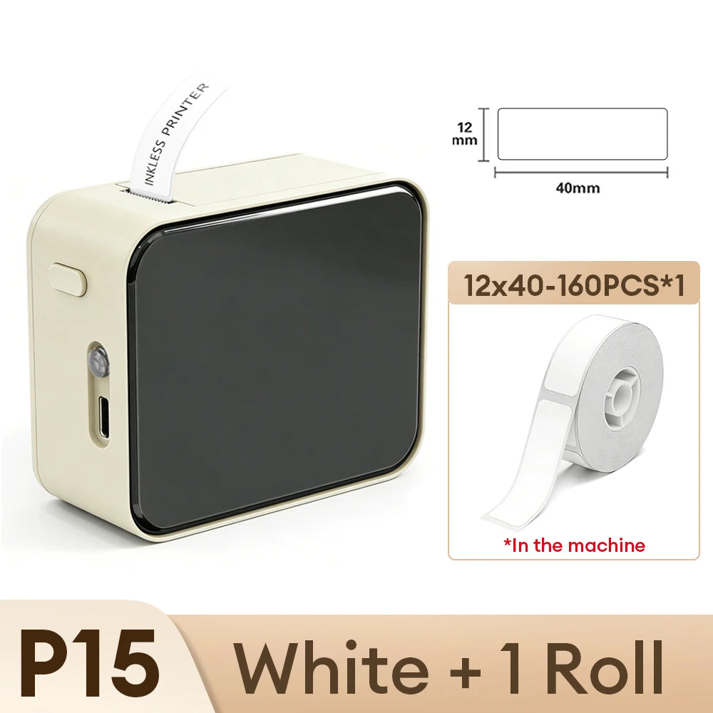 Stampante Etichette Portatile Mini P15 Bluetooth - Stampa Termica 12‑15 mm
