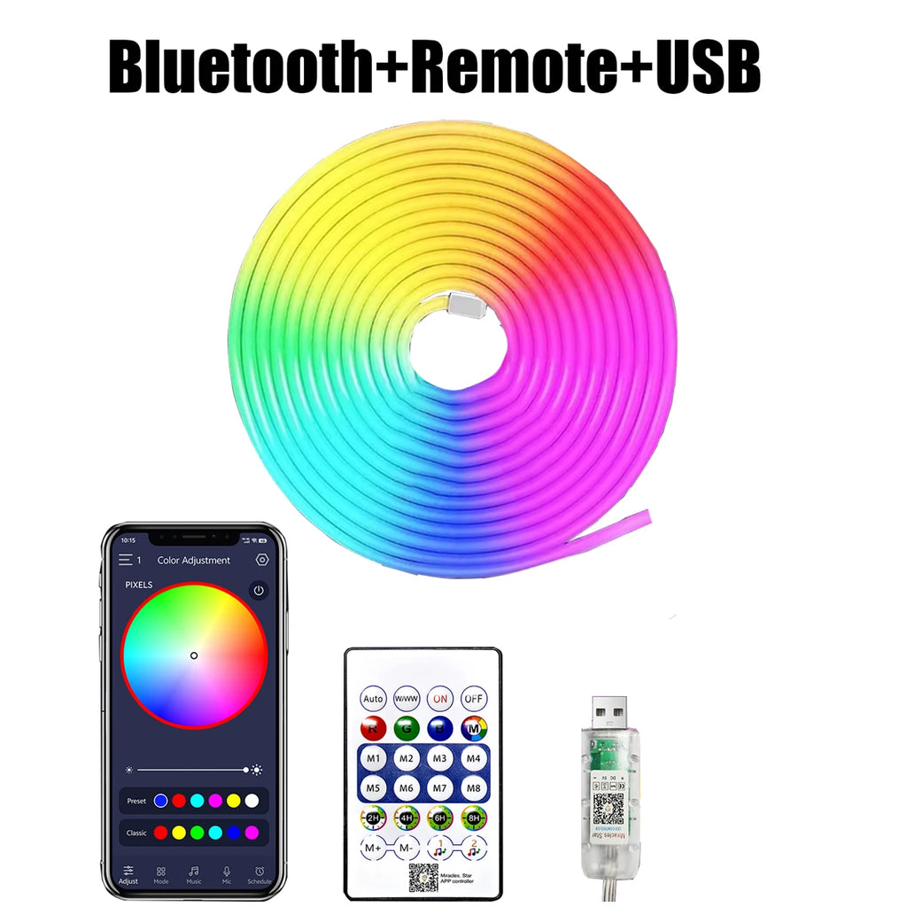 Striscia LED RGBIC 5V impermeabile con telecomando Bluetooth – 1‑10 m