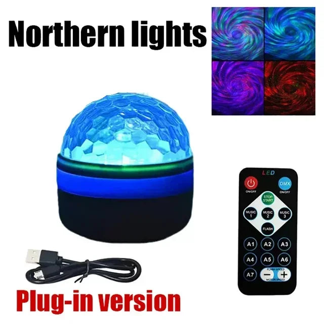 Lampada proiettore Aurora del Nord con onde d'acqua LED, luce e telecomando