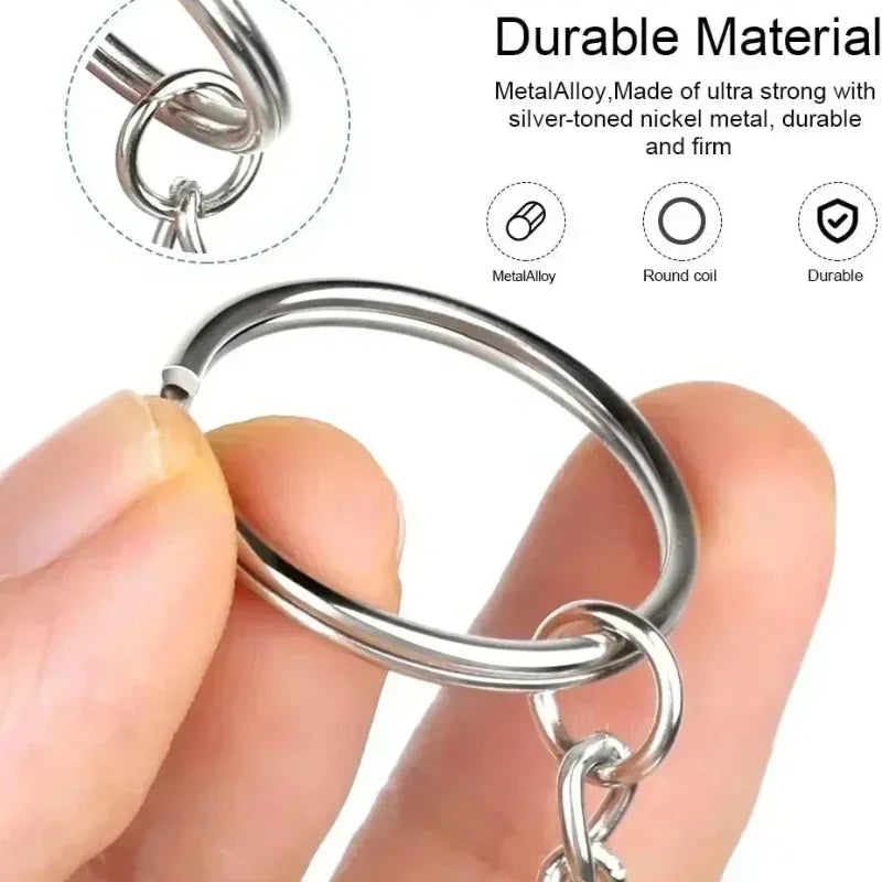 50-1000pcs Metal Blank Keyring Keychain Split Rings Keyfob Keyring Lobster Clasp Keychain Key Pendant Ring Stainless Steel Rings