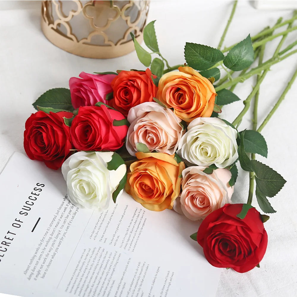Artificial Rose Flower Branch – Red Roses – Realistic Fake Roses – Available in 1, 3, 5, 10, or 20 pcs – Ideal for Weddings and Home Décor