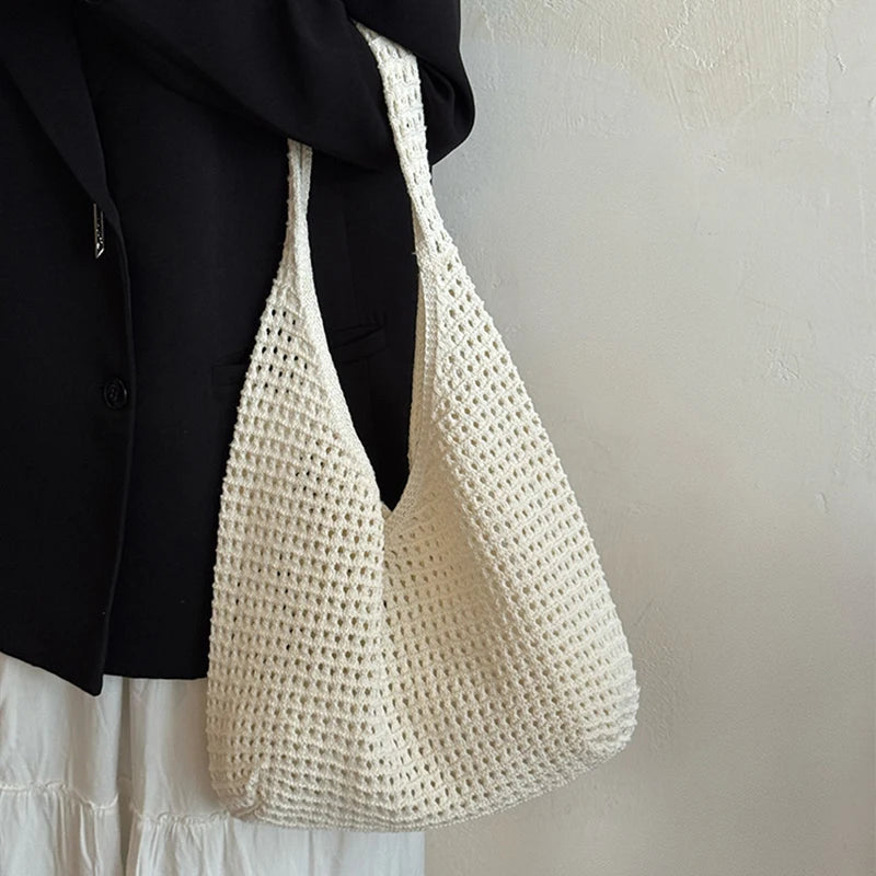 Borsa a tracolla in crochet stile boho – tote estiva in tessuto intrecciato