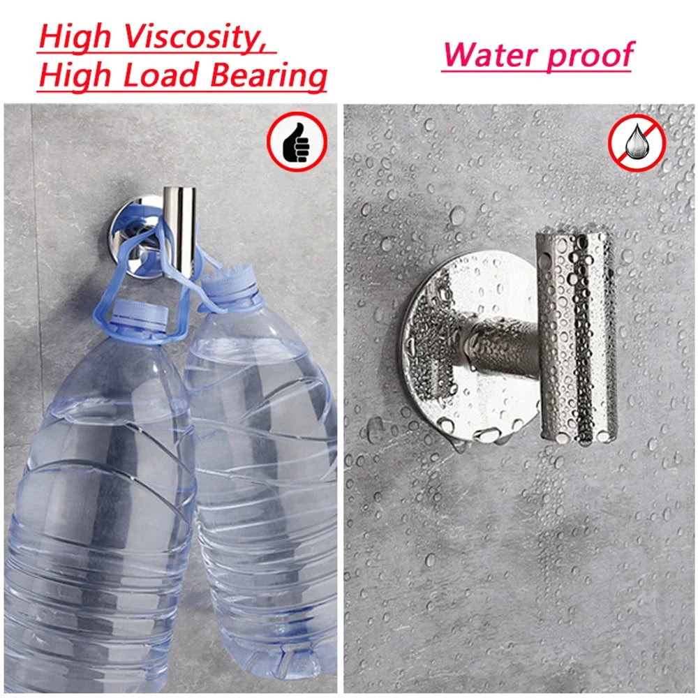 Ganci a muro adesivi in acciaio inox – set 2 per asciugamani e cappotti