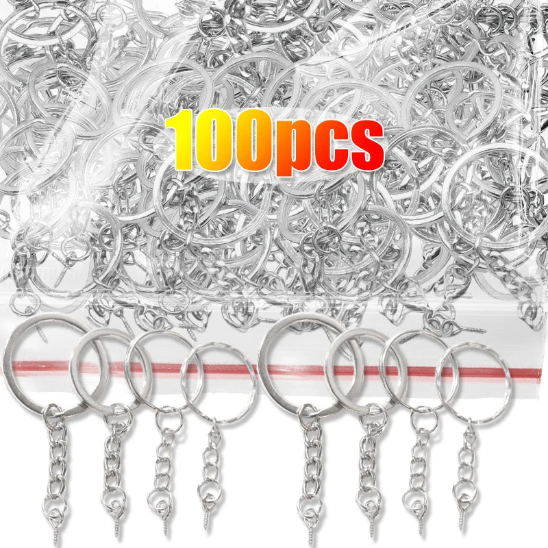 Metal Alloy Key Chain Rings Kit Metal Key Ring with Chain Jump Screw Pins Connector Accessories for DIY Jewelry Keychain Making