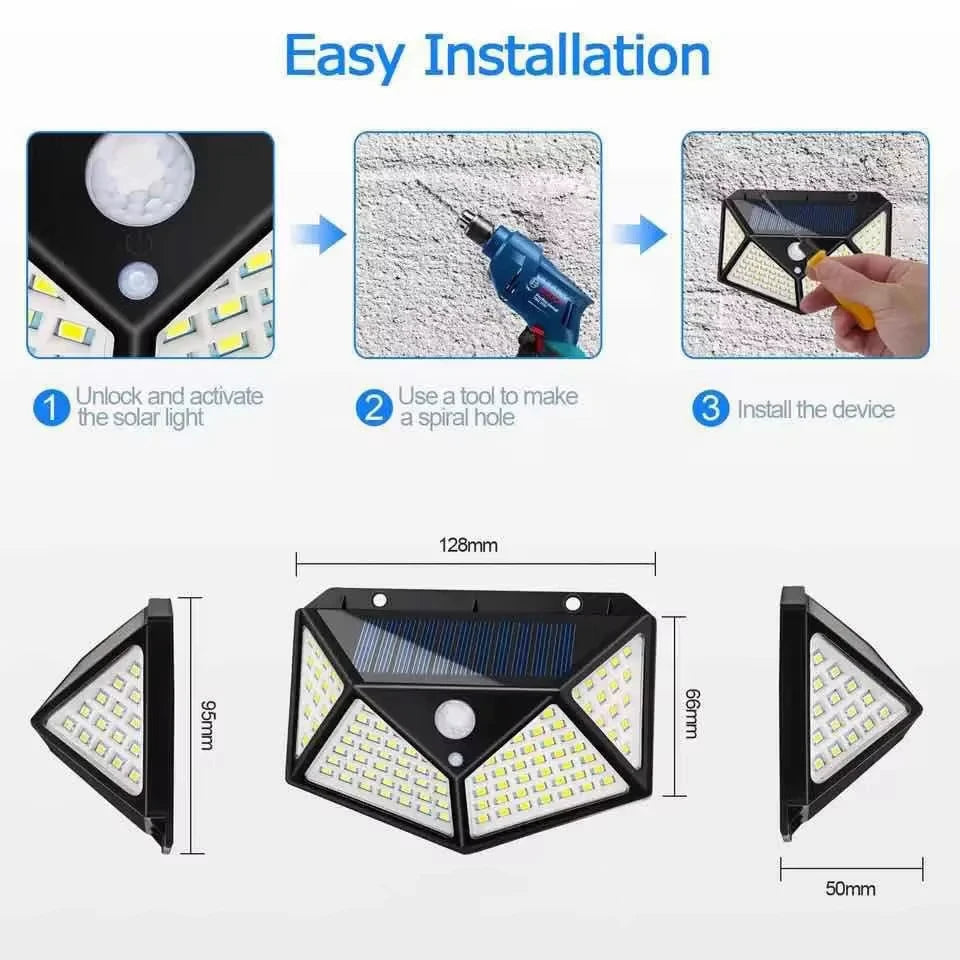 Lampada Solare da Giardino con Sensore di Movimento, LED 100, Impermeabile IP65