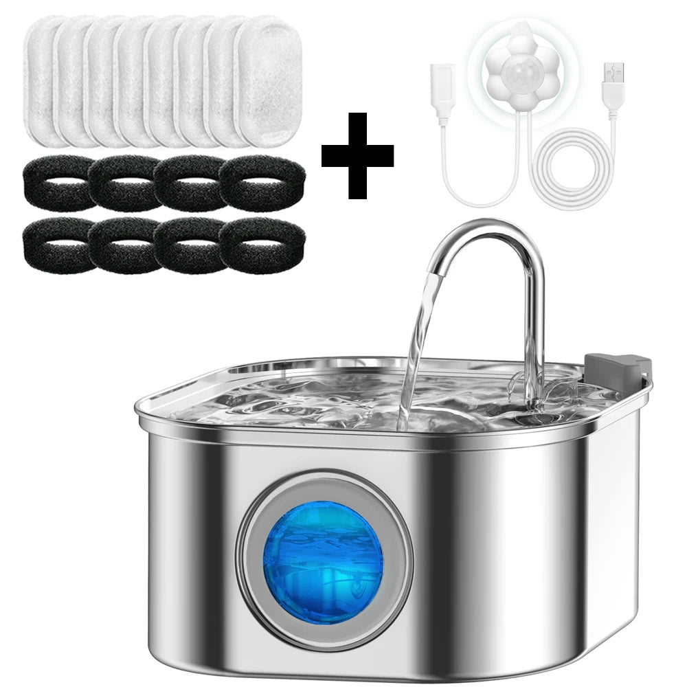 Fontanella per gatti 3,2 L in acciaio inox con finestra, sensore silenzioso e…