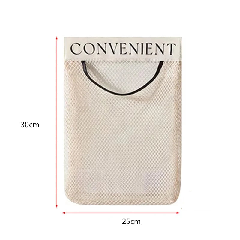 Wall Mount Mesh Storage Bag Garbage Bag Holder Plastic Shopping Bags Dispenser Sundries Bag Net Storage Grocery Bag Organizer