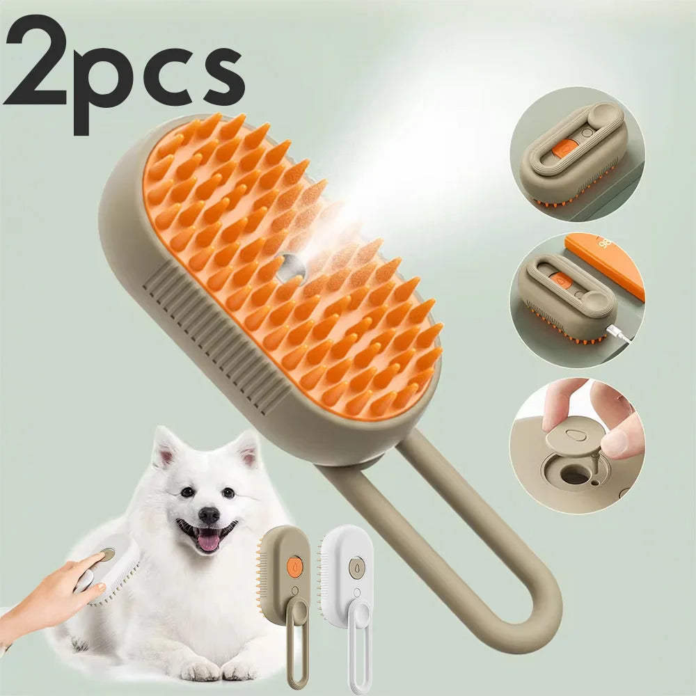 Spazzola vaporizzata 3 in 1 per cani e gatti – massaggio, spray e rimozione peli