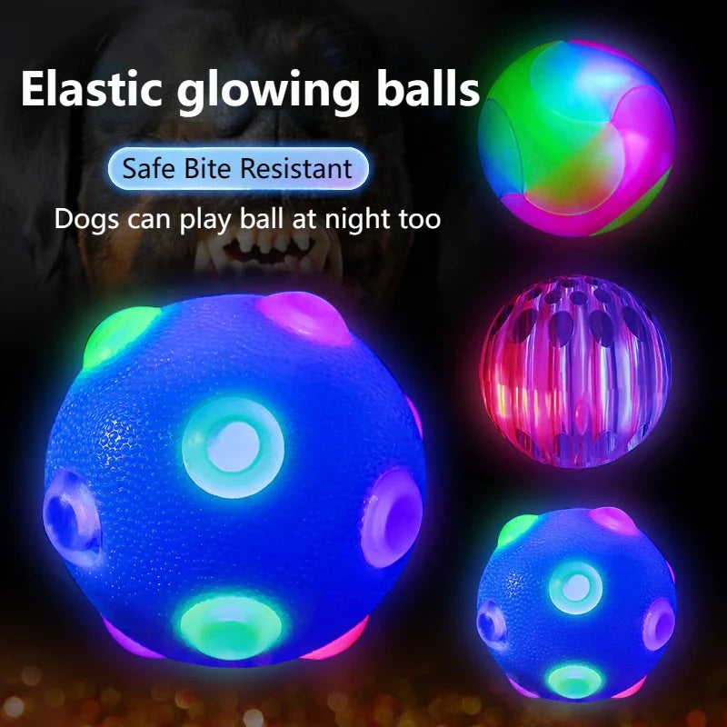Palla luminosa LED per cani e gatti – Gioco elastico, resistente al morso