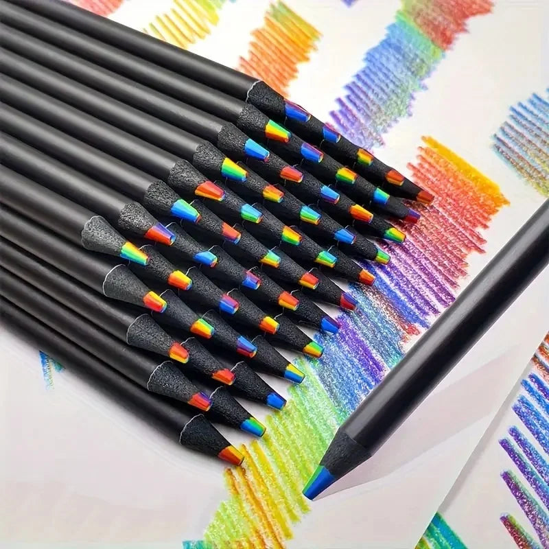 Set da 12 matite colorate arcobaleno 7 colori per disegno e pittura su legno