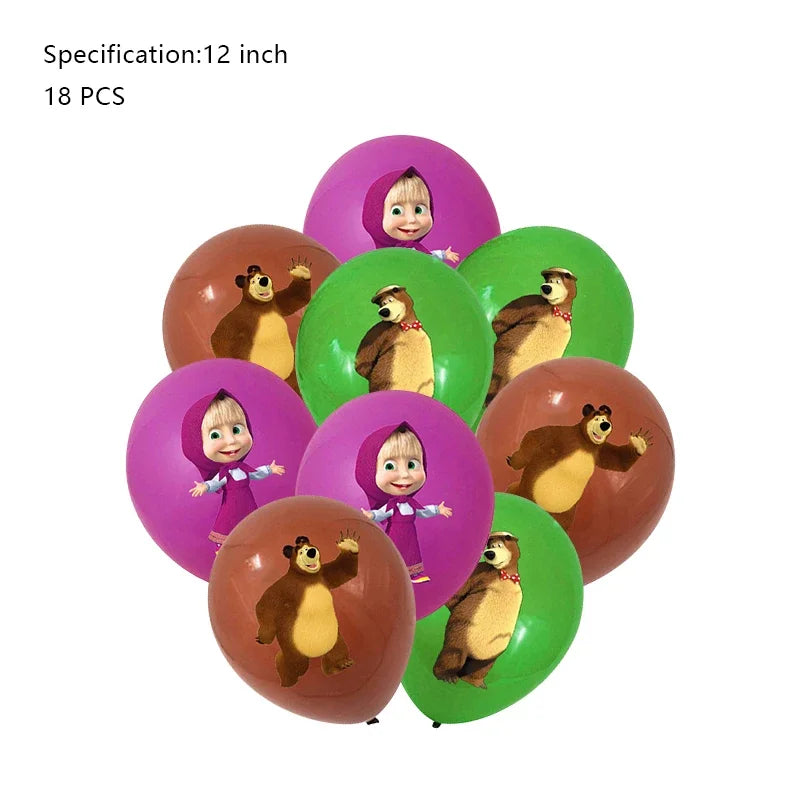 Decorazioni per festa di compleanno Masha e Orso – Palloncini cartoon, set 24…