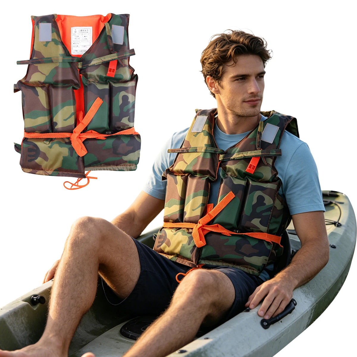 Oxford Fabric Safety Life Vest Seawater Erosion Resistance Water Buoyancy Jacket Water Sports Survival Vest for Skiing Driving