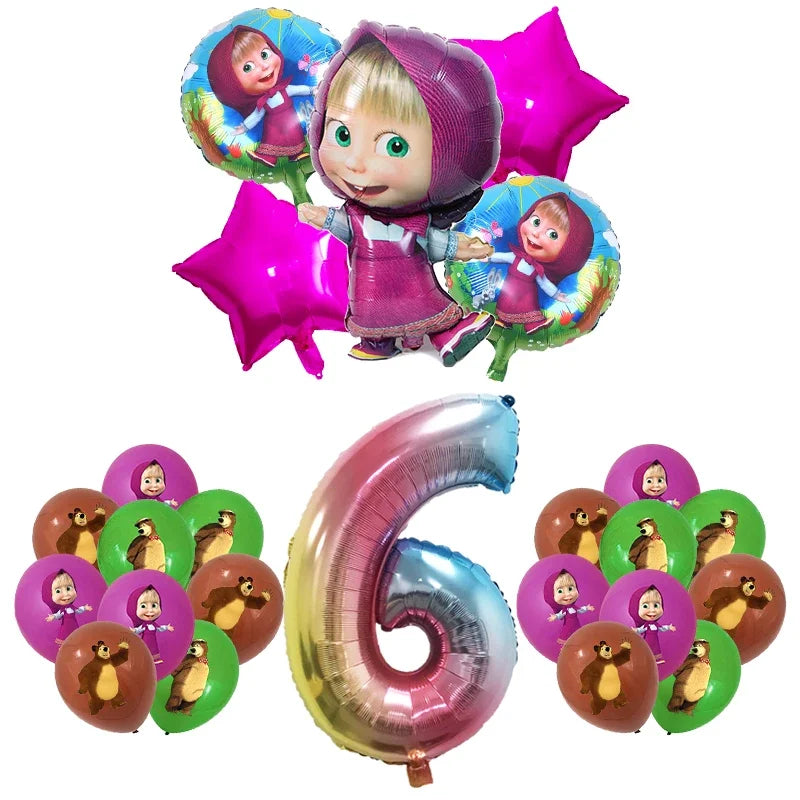 Decorazioni per festa di compleanno Masha e Orso – Palloncini cartoon, set 24…