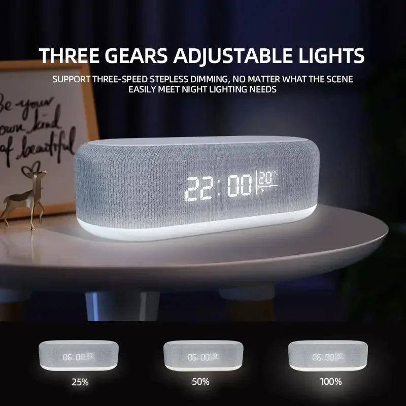 Wireless Chargers Pad Phone Alarm Bedroom Lamp Night Light Desktop Clock Thermometer For iPhone 15 14 Samsung Fast Charging Dock