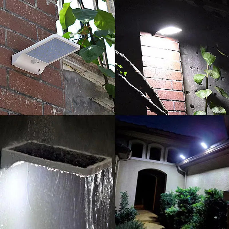Lampada solare a LED 48x, sensore PIR, dimmerabile, con supporto e telecomando