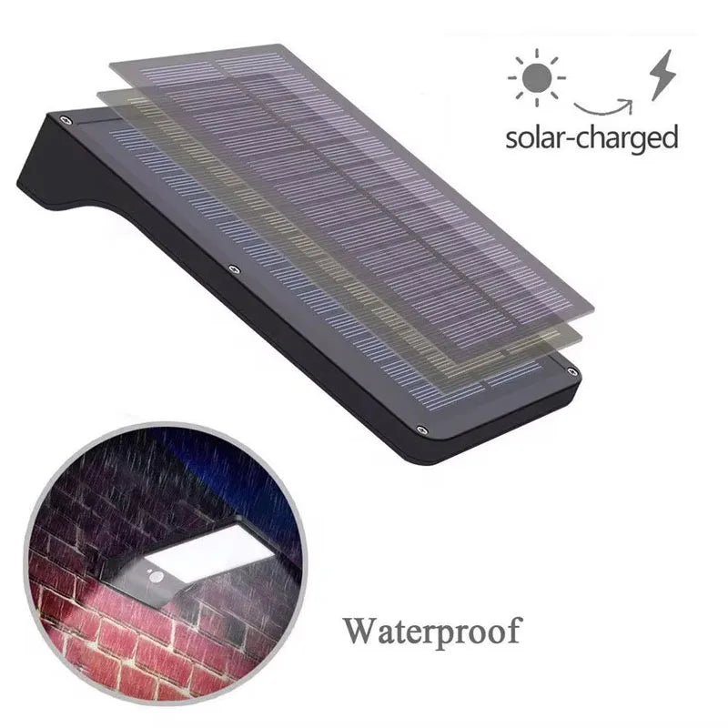 Lampada solare a LED 48x, sensore PIR, dimmerabile, con supporto e telecomando