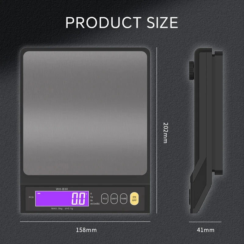 Bilancia da cucina digitale 5 kg/0,1 g – LCD impermeabile in acciaio inox
