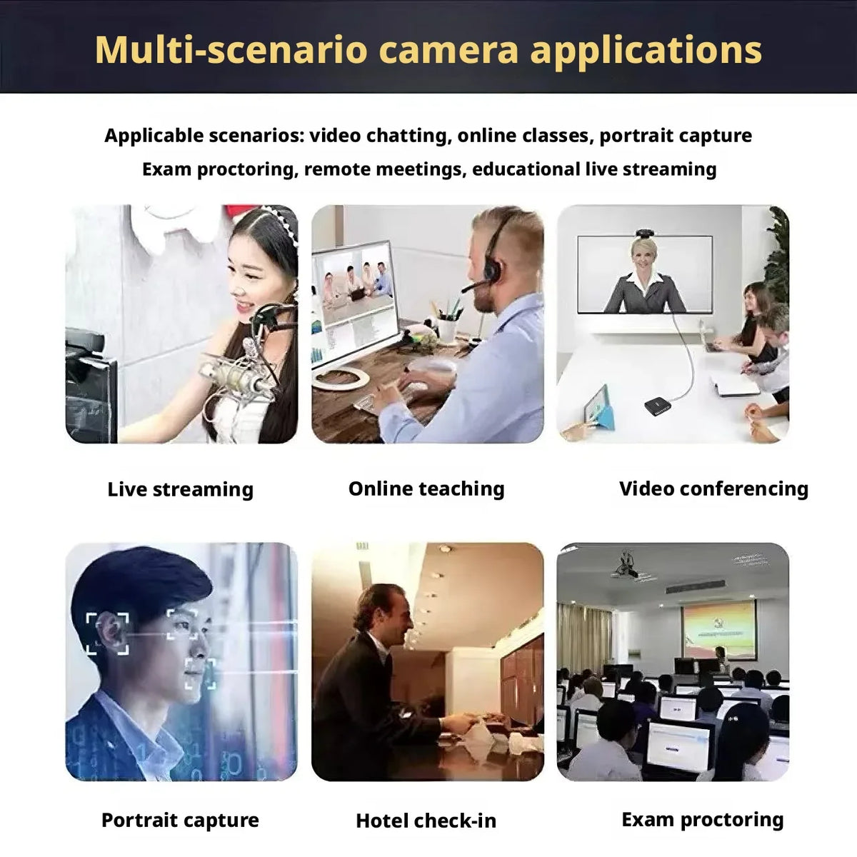 Webcam Full HD 1080p USB Plug-and-Play con microfono integrato e clip rotante
