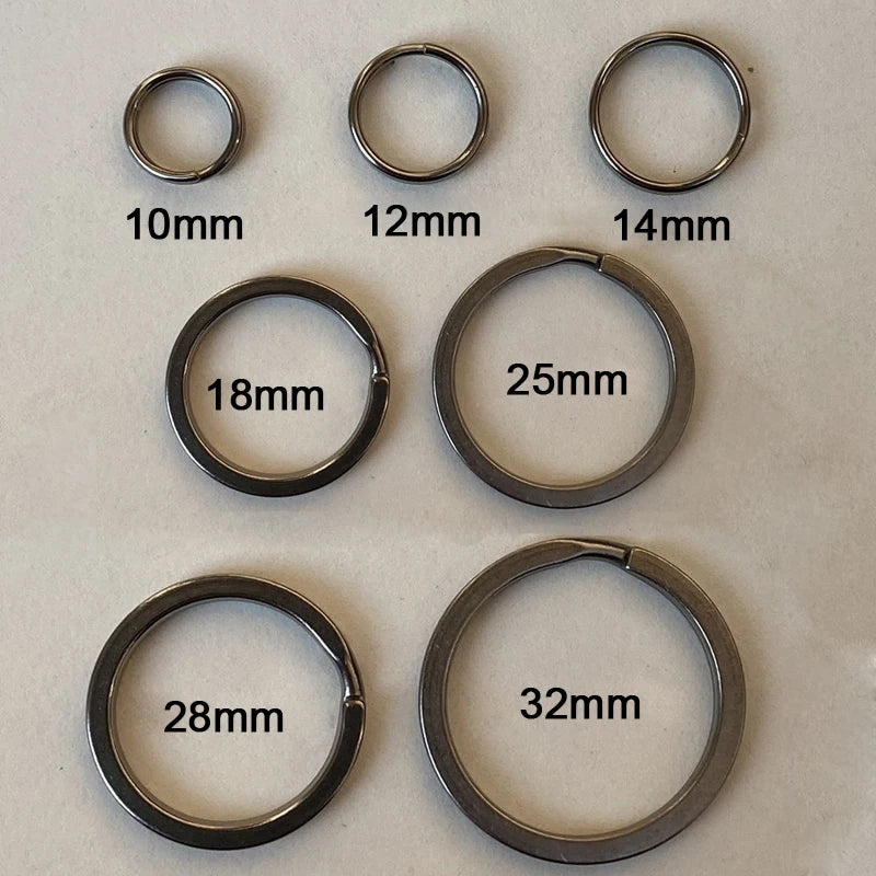 2PCS/lot Titanium TC4 Ti Round Metal Keyring EDC Split Key Ring Key Chain 10mm/12mm/14mm/18mm/25mm/28mm/32mm FW136