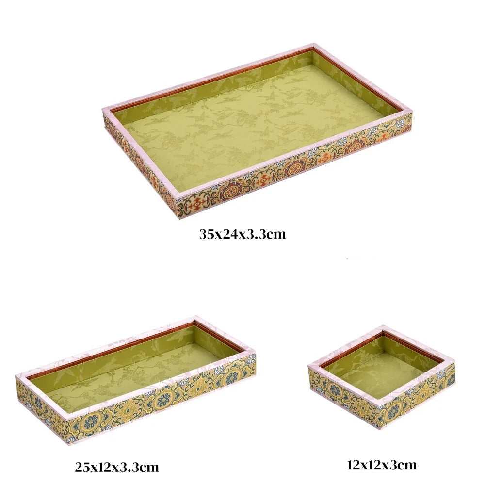 Eid Mubarak Palace Velvet Jewelry Box with Lid Luxury Jade Storage Case for Necklace Ring & Bracelet Display Tray