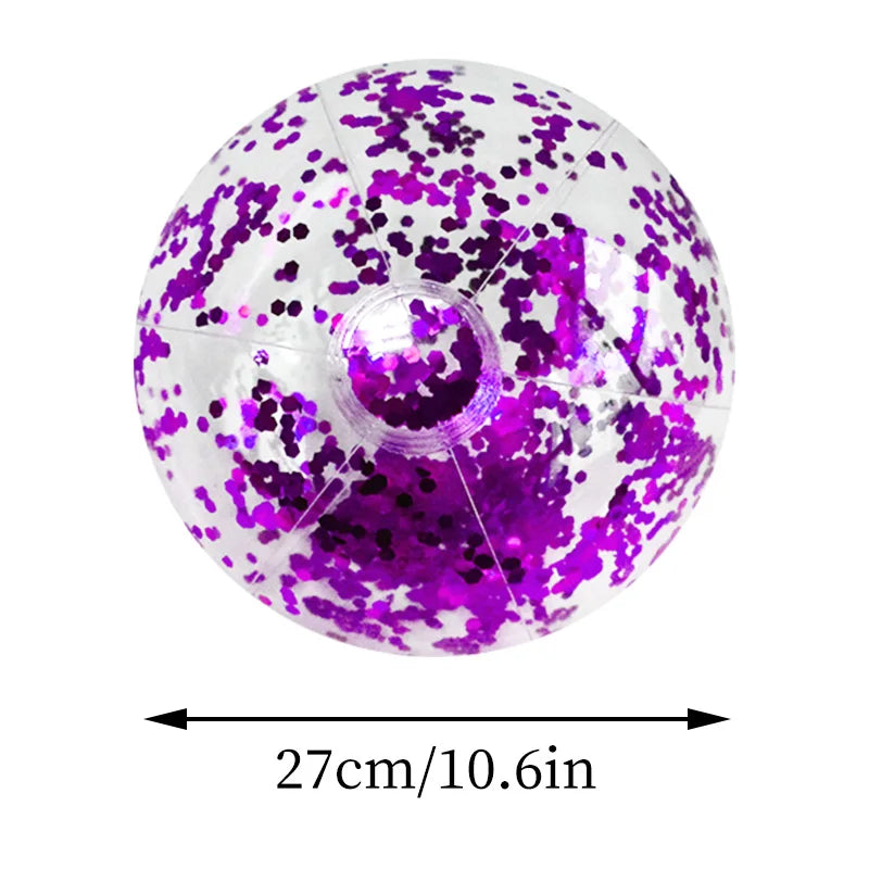 Palla da spiaggia gonfiabile con paillettes - 27 cm, colori vivaci