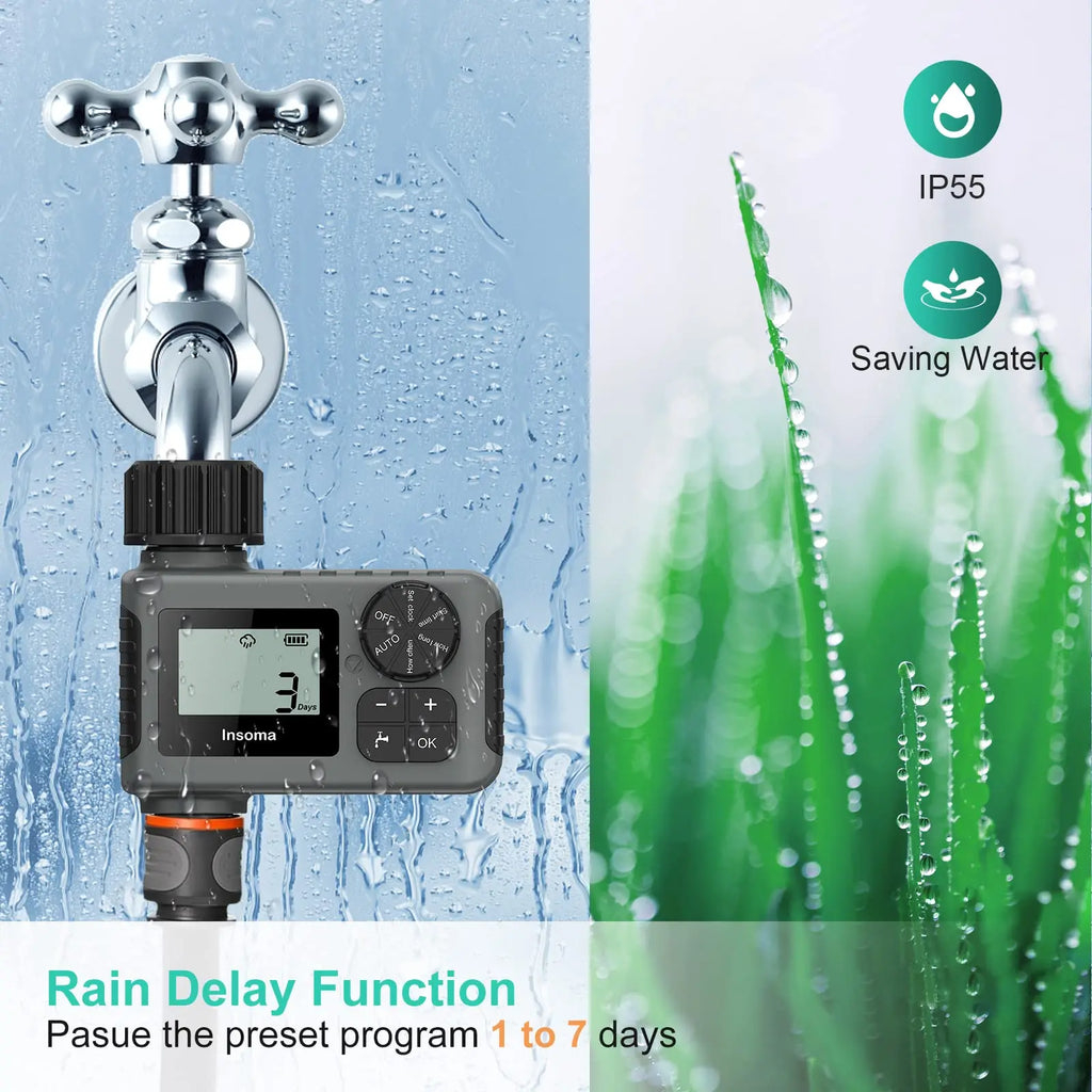 Timer automatico per irrigazione con display LCD e protezione IPX7