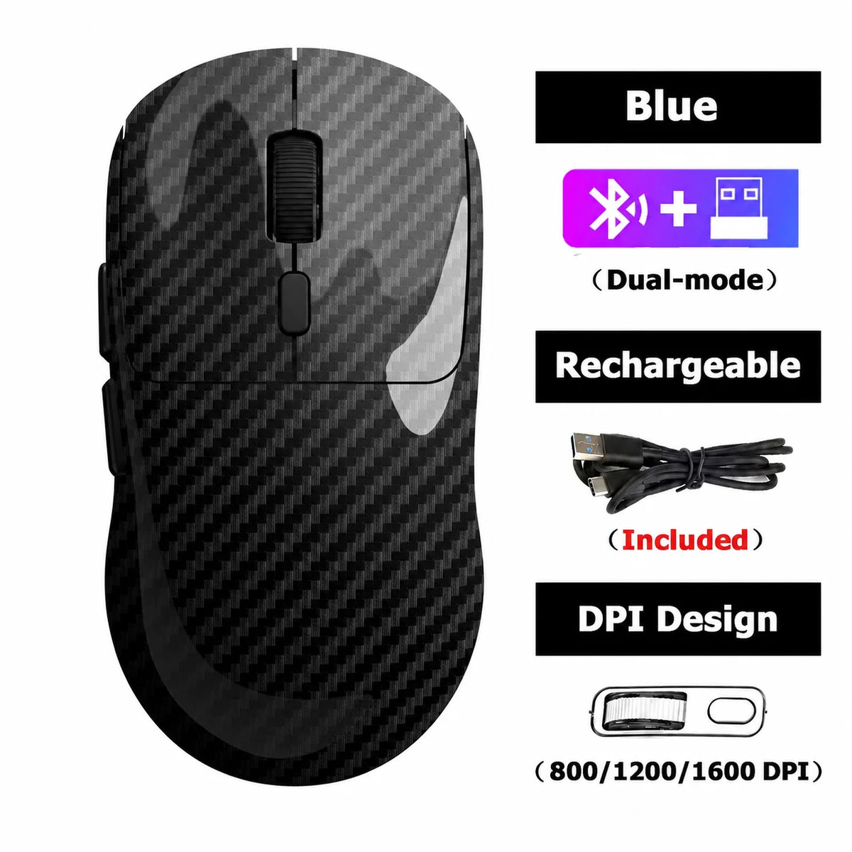 2.4 GHz mute wireless mouse – 4 colors, rechargeable, ergonomic, dual-mode Bluetooth