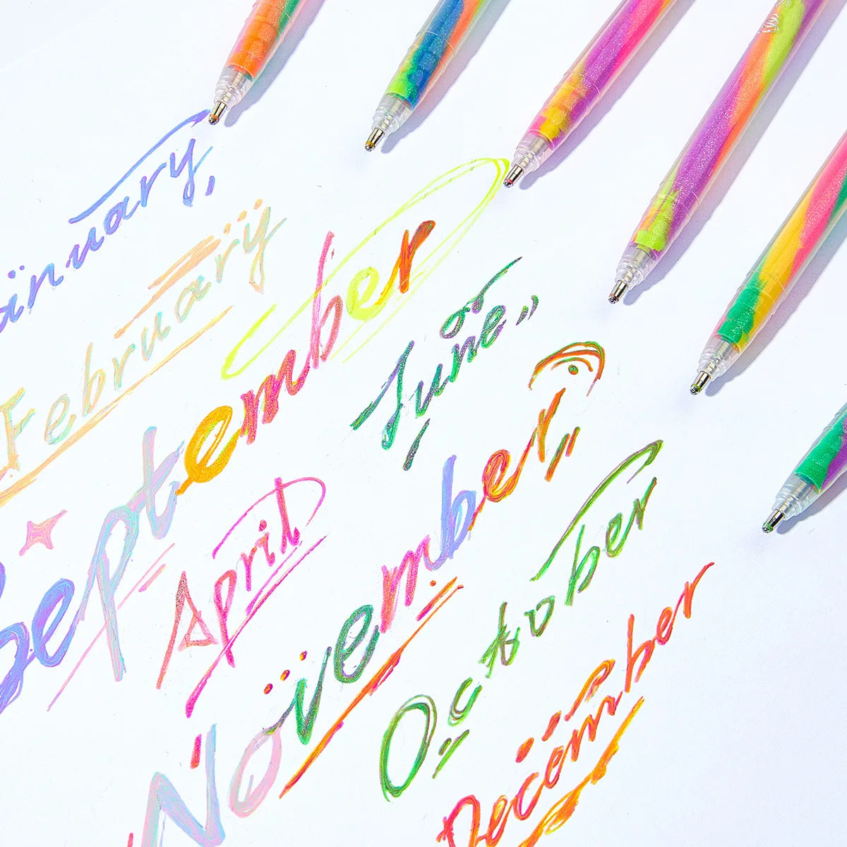 Set di Penne Gel Glitter Arcobaleno 6/12/18 pezzi – Kawaii per Diario e Scuola