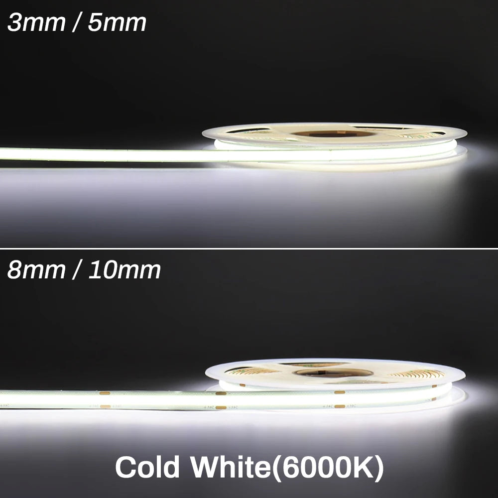 Striscia LED COB 12V/24V 3‑5mm dimmerabile 3000‑6000K per casa