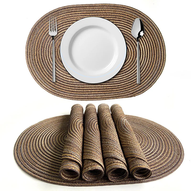 Tovagliette Ovale Intrecciate in Eco-Poliestere – Set da 1, 4, 6 o 10 pezzi