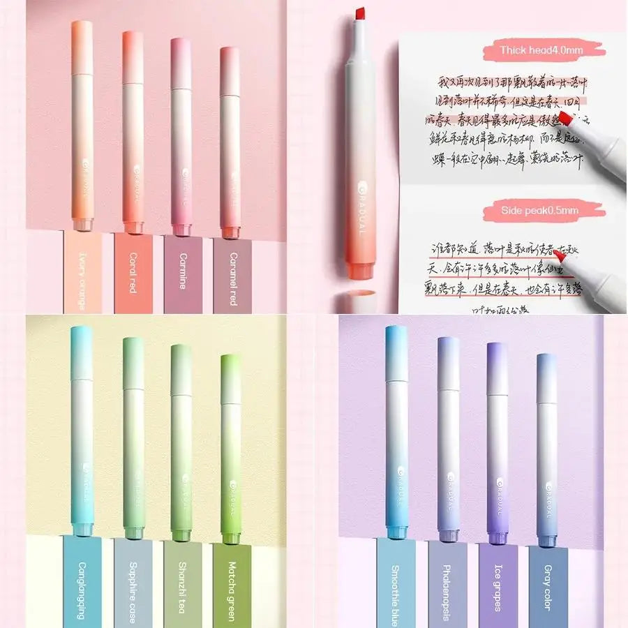 4 PCS Colored Highlighter Pens Set Kawaii School Supplies Marker Pens Cute Korean Stationery