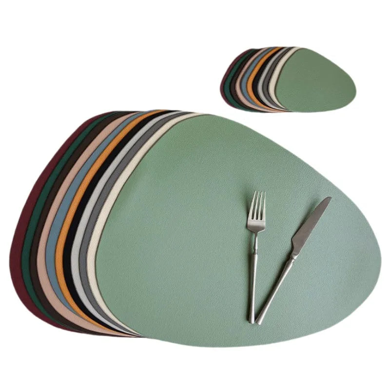 Set 2 tovagliette rotonde in eco-poliestere verde – lavabili, antiscivolo