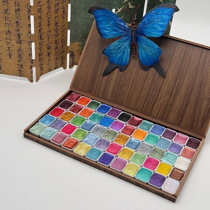 28-120 Colors Pearl Watercolor Pigment: Metallic Solid Paint Portable Art Kit for Painting - Perfect Holiday Gifts for Artists