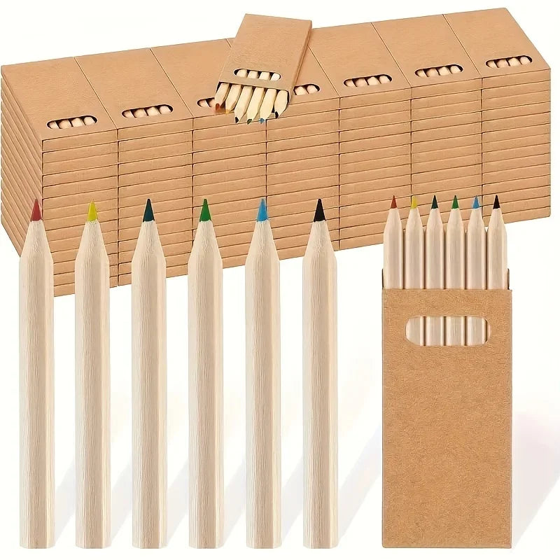 36/12pcs 8.8CM Mini Colored Pencil in Kraft Box Kawaii Kids Children Draw Pen Cute Wooden Colored Pencil for School Party Gift