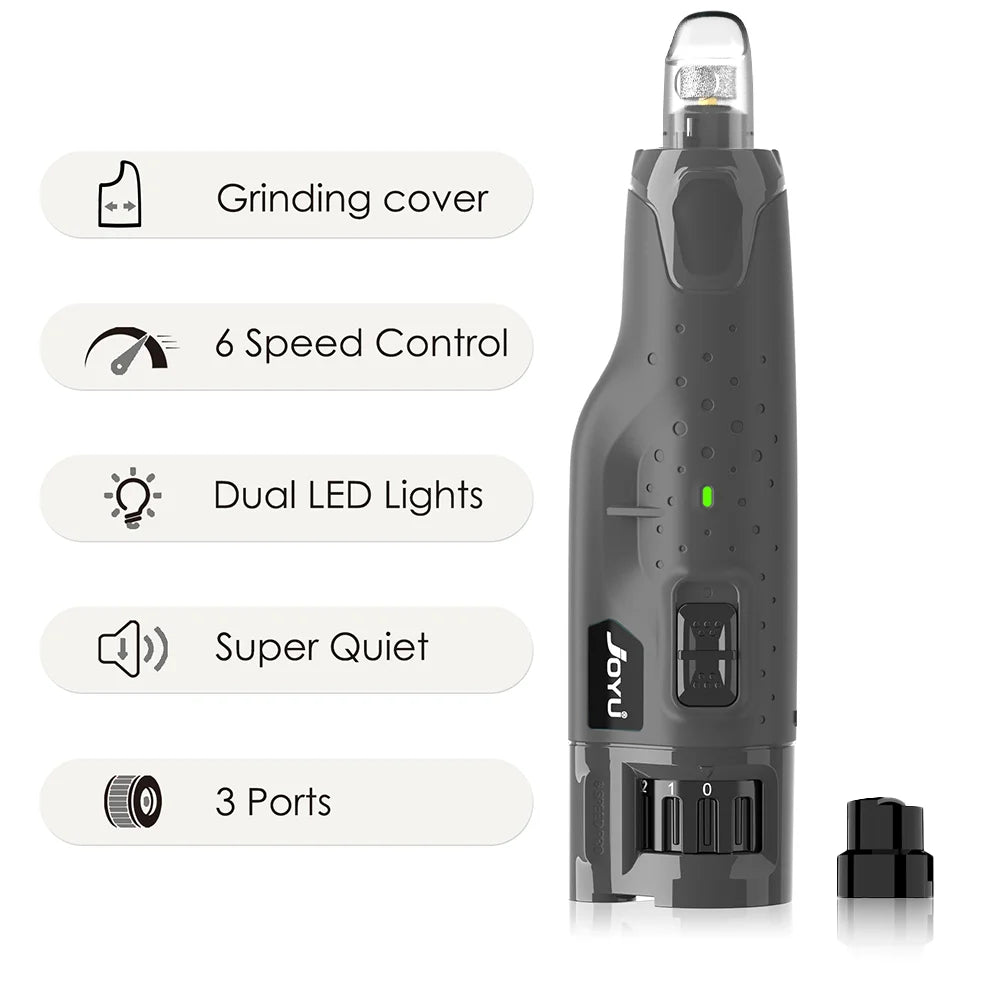 Levigatore per unghie cani silenzioso 6 velocità con 2 LED e protezione polvere