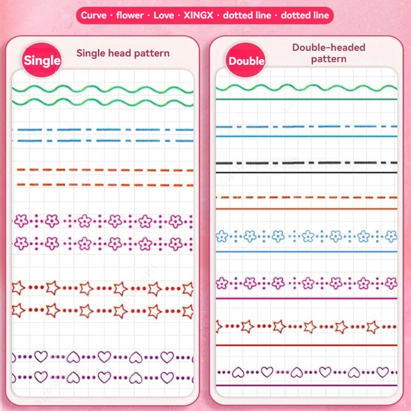 6Pcs/set Kawaii Flowers Line Shaped Highlighter Pens Roller Tip Curve Liner Marker for Writing Journaling Drawing Stationery
