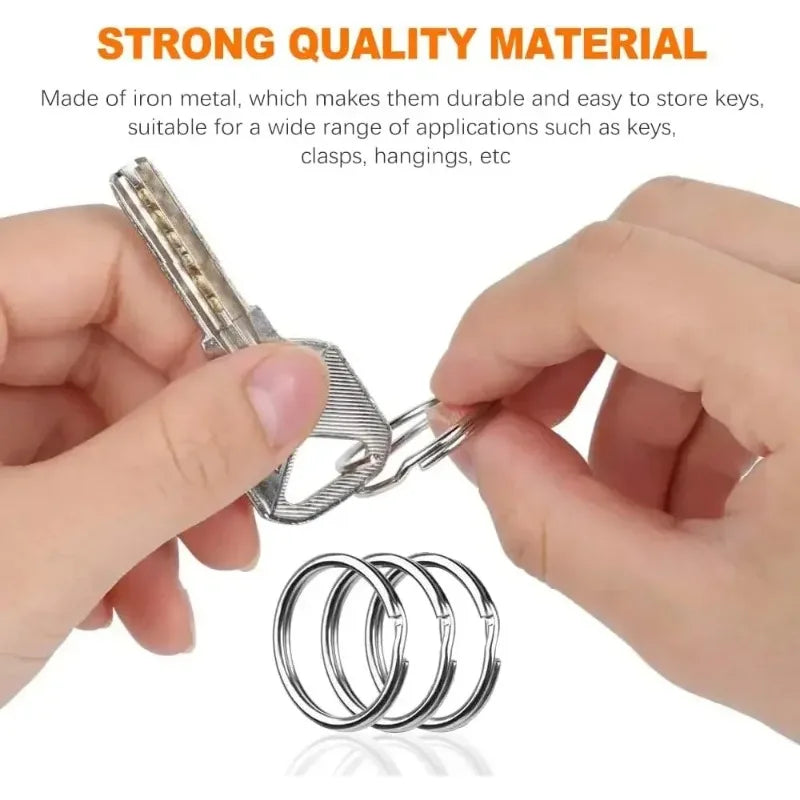 20/200pcs Stainless Steel Key Ring Key Chain 25mm Round Flat Round Split Keychain Polished Metal Blank Circle For DIY Findings