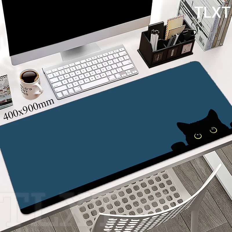 Tappetino da scrivania XXL con stampa gatto kawaii – 100x50 cm