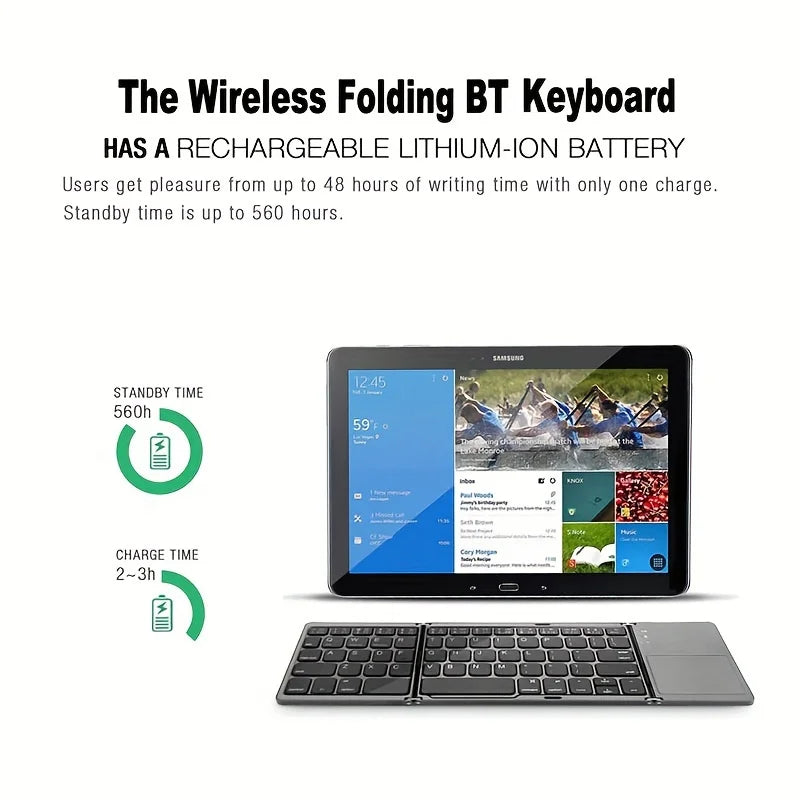 Keyboard Bluetooth pieghevole con touchpad, mini wireless ricaricabile per…