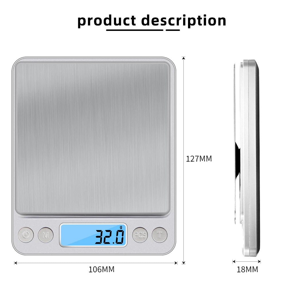 Bilancia digitale da cucina 3 kg, precisione 0,1 g, mini scala portatile