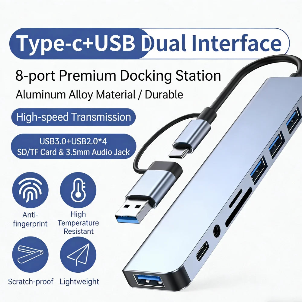 USB C HUB Type C Splitter Thunderbolt 3 Docking Station Laptop Adapter With For Macbook Air M1 iPad Pro RJ45 HDMI
