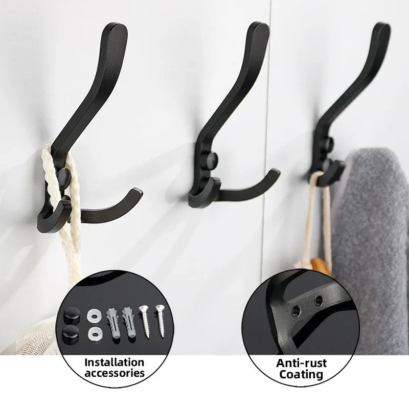 Gancio Muro Biancheria in Alluminio Nero Oro - Appendiabiti Portachiavi Bagno