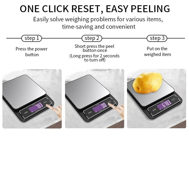 Bilancia da cucina digitale 6 kg/0,1 g – 10 kg/1 g, acciaio inox, impermeabile…