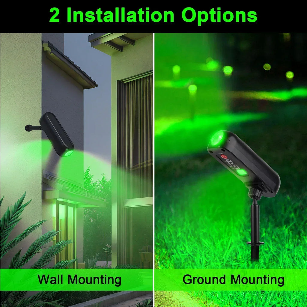 Spotlight solare 2‑in‑1 LED verde/calda IP65 per giardino e parete
