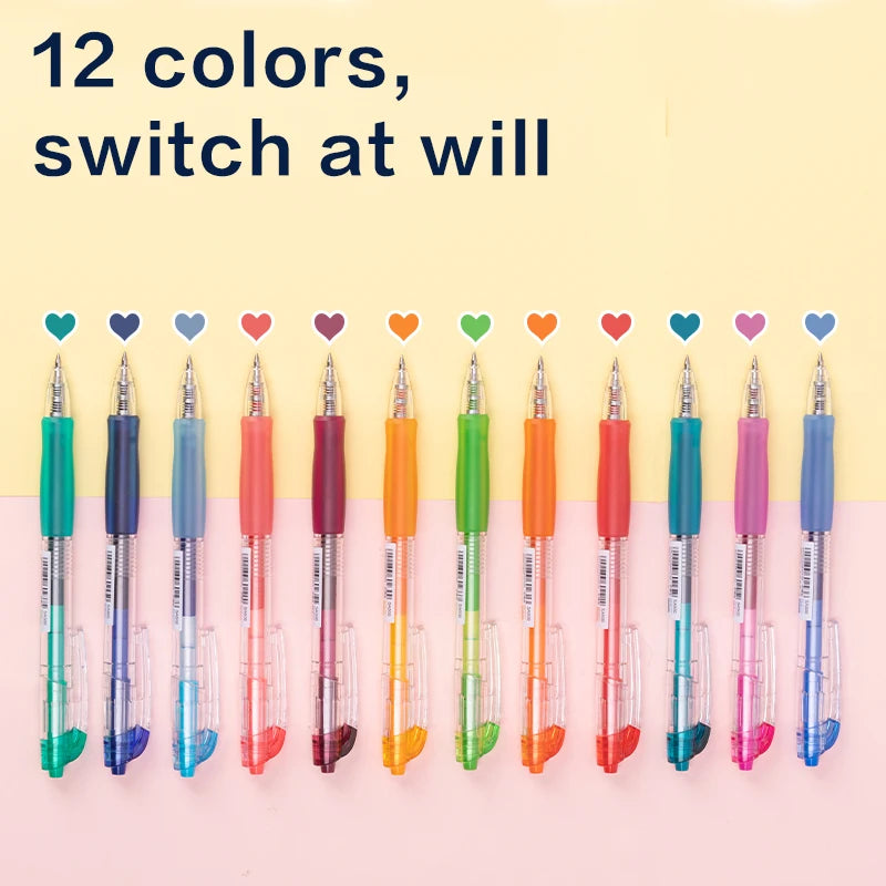 Set Penne Gel Deli 0.5mm da 6/12 Colori per Scuola e Ufficio