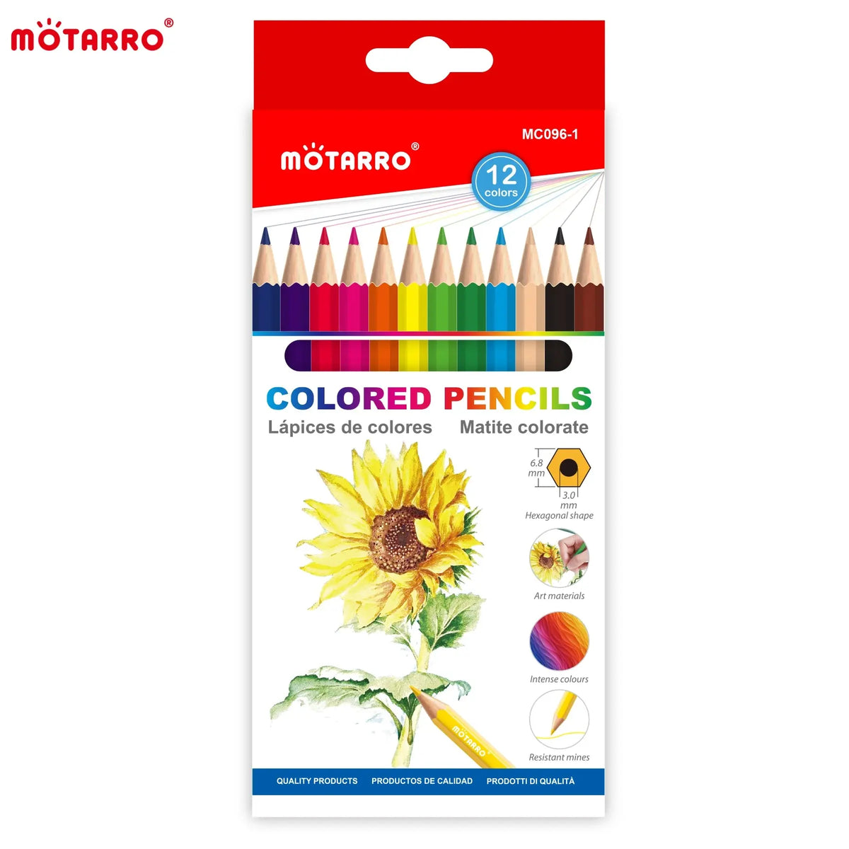 Set 12 Matite Colorate per Acquerello – Disegno, Schizzi e Scrittura Scolastica
