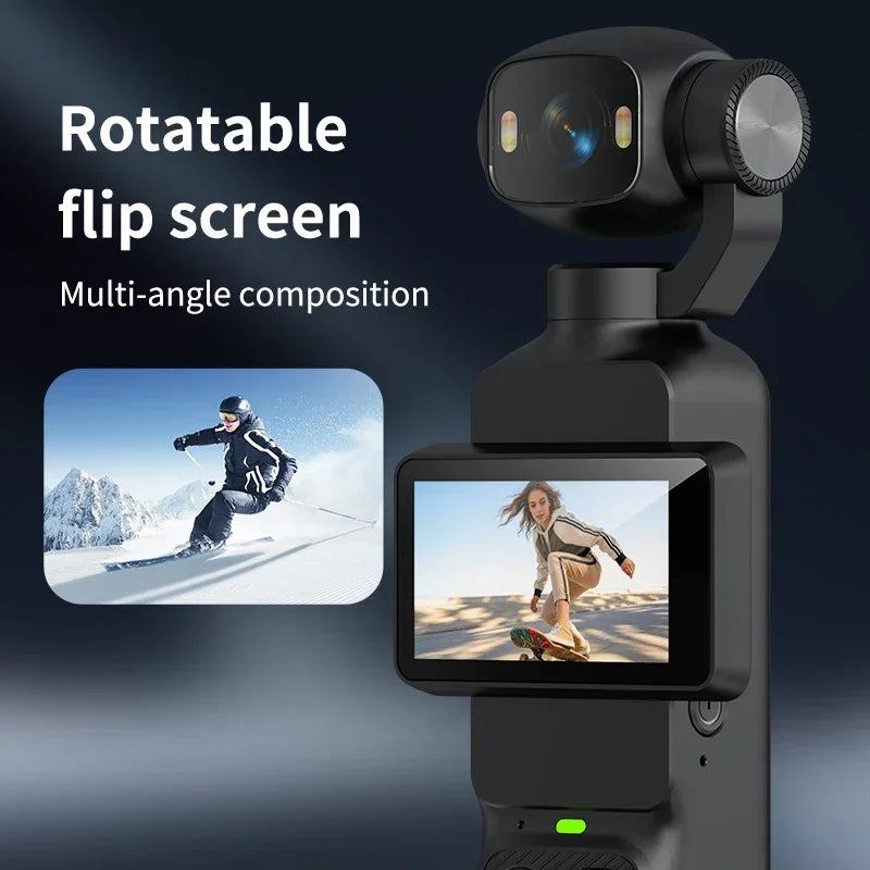 Action Camera 4K tascabile con stabilizzazione a 3 assi e schermo girevole 180°